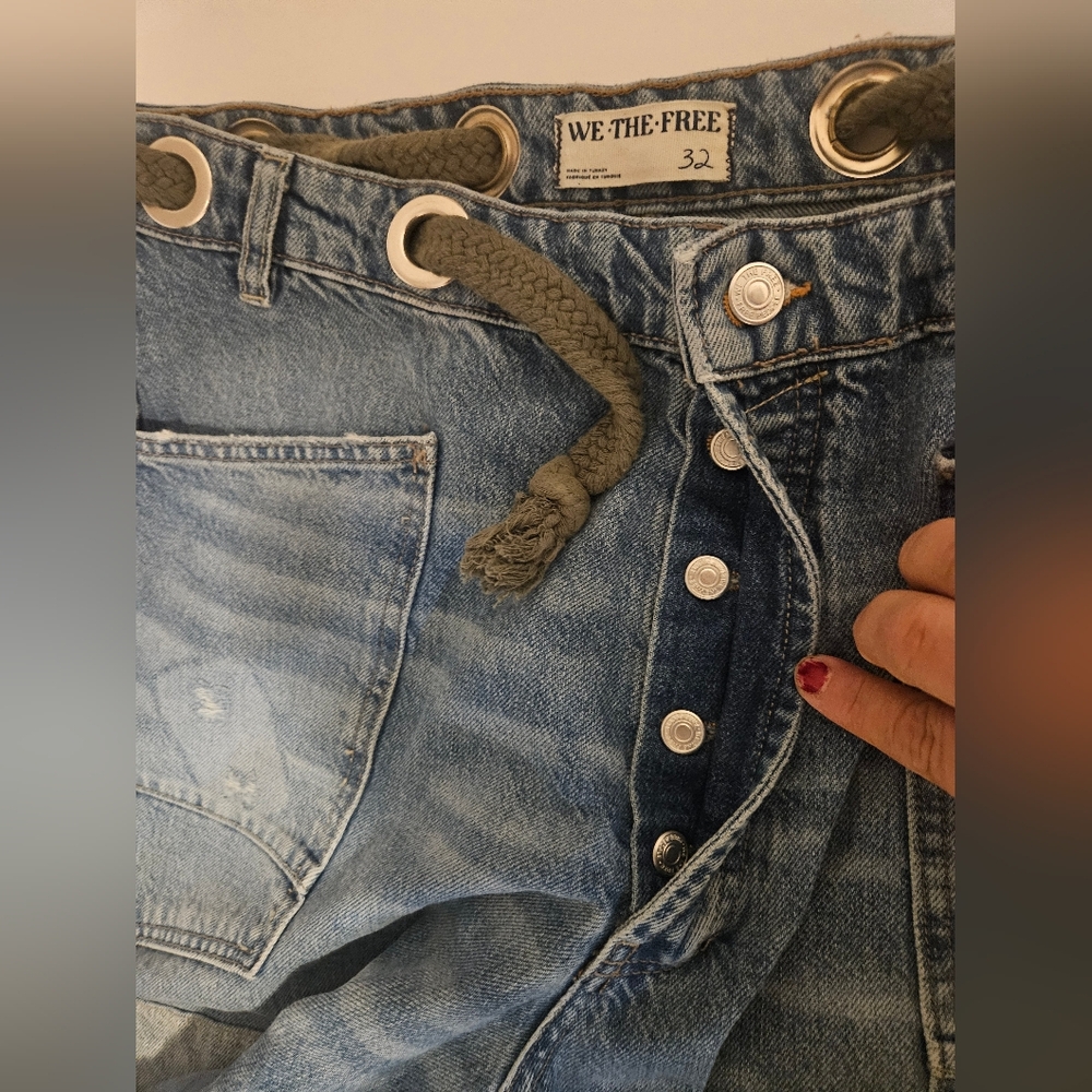Free People-  We the Free Women's Moxie Barrel Jeans 32 Blue - Picture 10 of 14